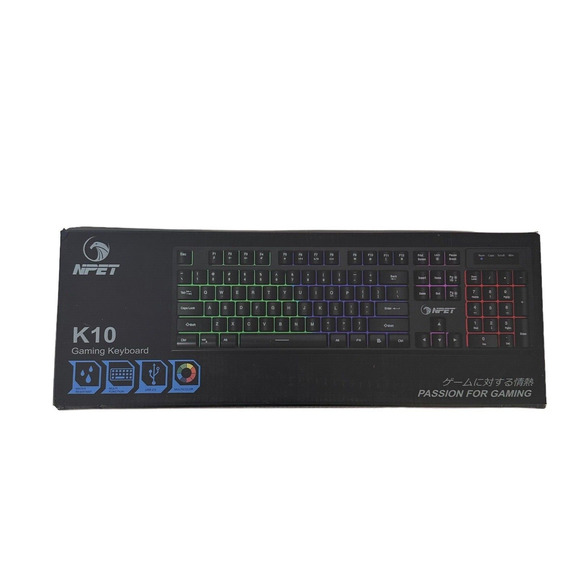 NPET K10 Gaming Keyboard Open Box Wired Illuminated Backlit Multicolor Floating - Picture 1 of 9